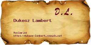 Dukesz Lambert névjegykártya